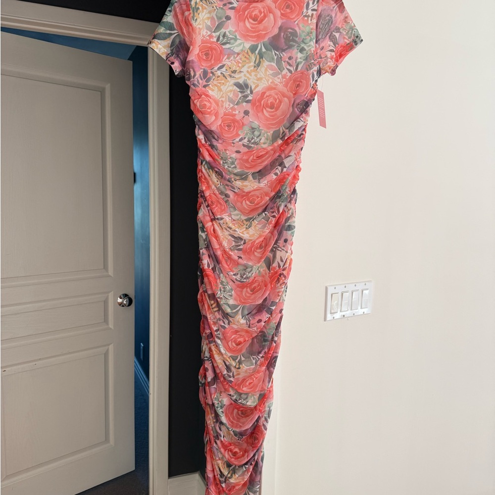 Ivy City Co Coral Rose Floral Maxi Dress